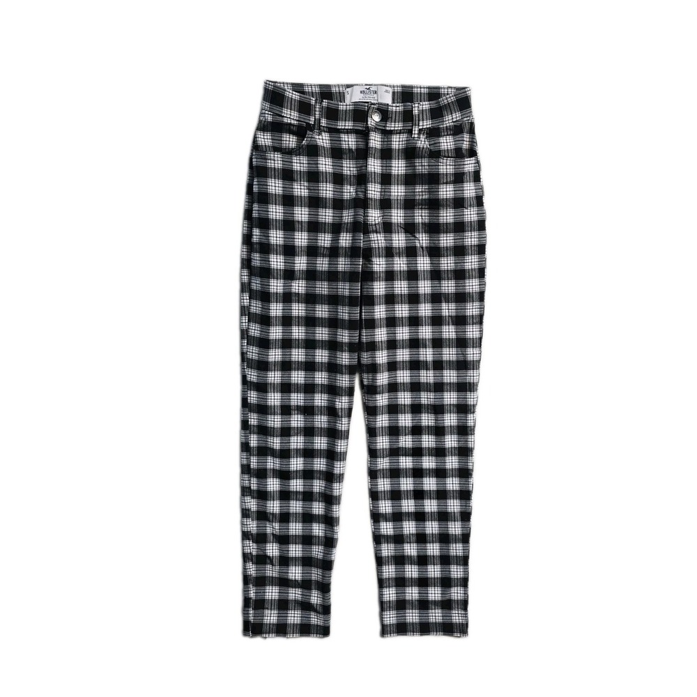 Hollister Pants Advanced Stretch High-Rise Womens S Black White Plaid Pockets